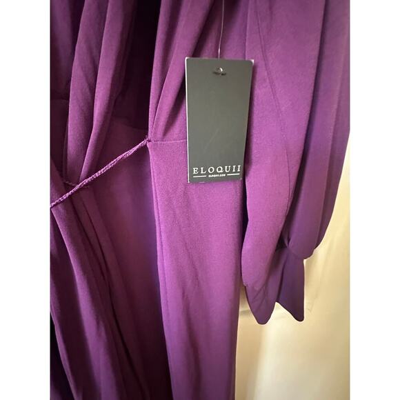 Eloquii Cross Front Purple Midi Dress Size 24 - Picture 5 of 8